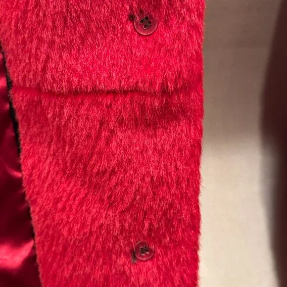 Coldwater Creek Red Faux Fur Car Coat - Picture 8 of 13